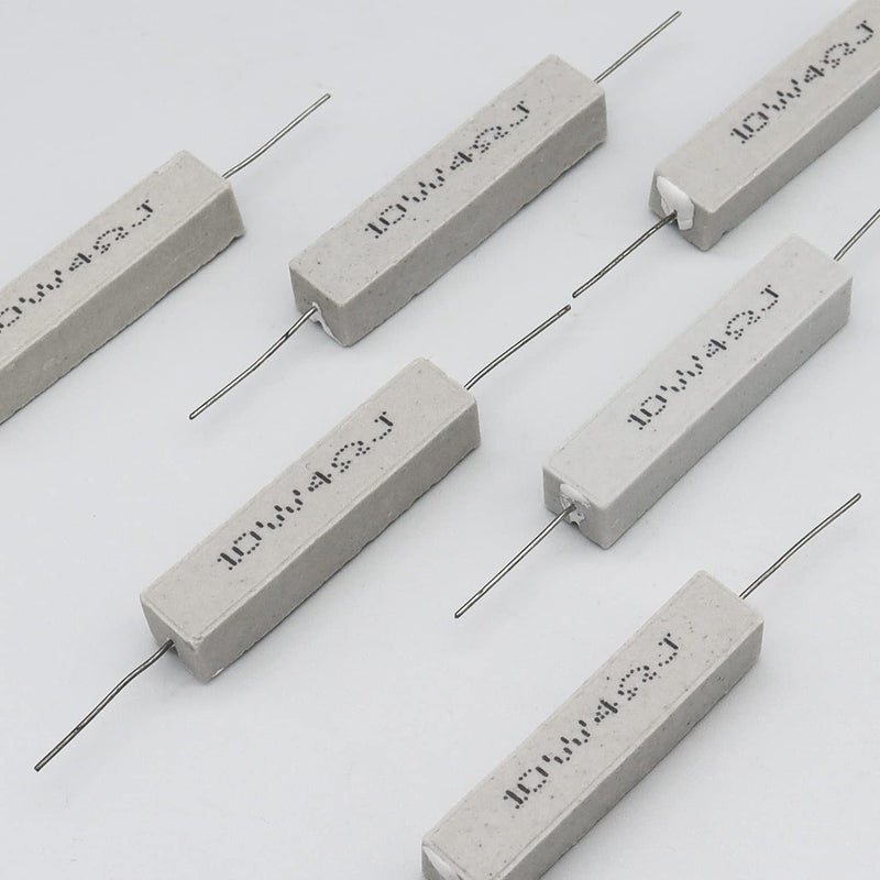 Dimlove Cement Resistor,10 PCS 10w 4 Ohm 5% Axial Lead Wire Resistor White Wound Fixed Ceramic Cement Resistors Wirewound Cement Power Resistors Flame Heat Moisture Resistance Precharge Horizontal Resistors - Image 5
